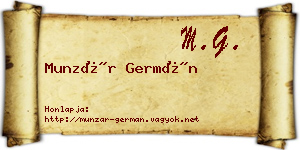 Munzár Germán névjegykártya